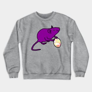 Purple Rat Holding an Easter Egg Crewneck Sweatshirt